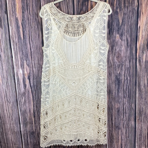 Beautiful Ella Moss Cream Colored Crochet  Dress - Size M/L - Picture 5 of 13